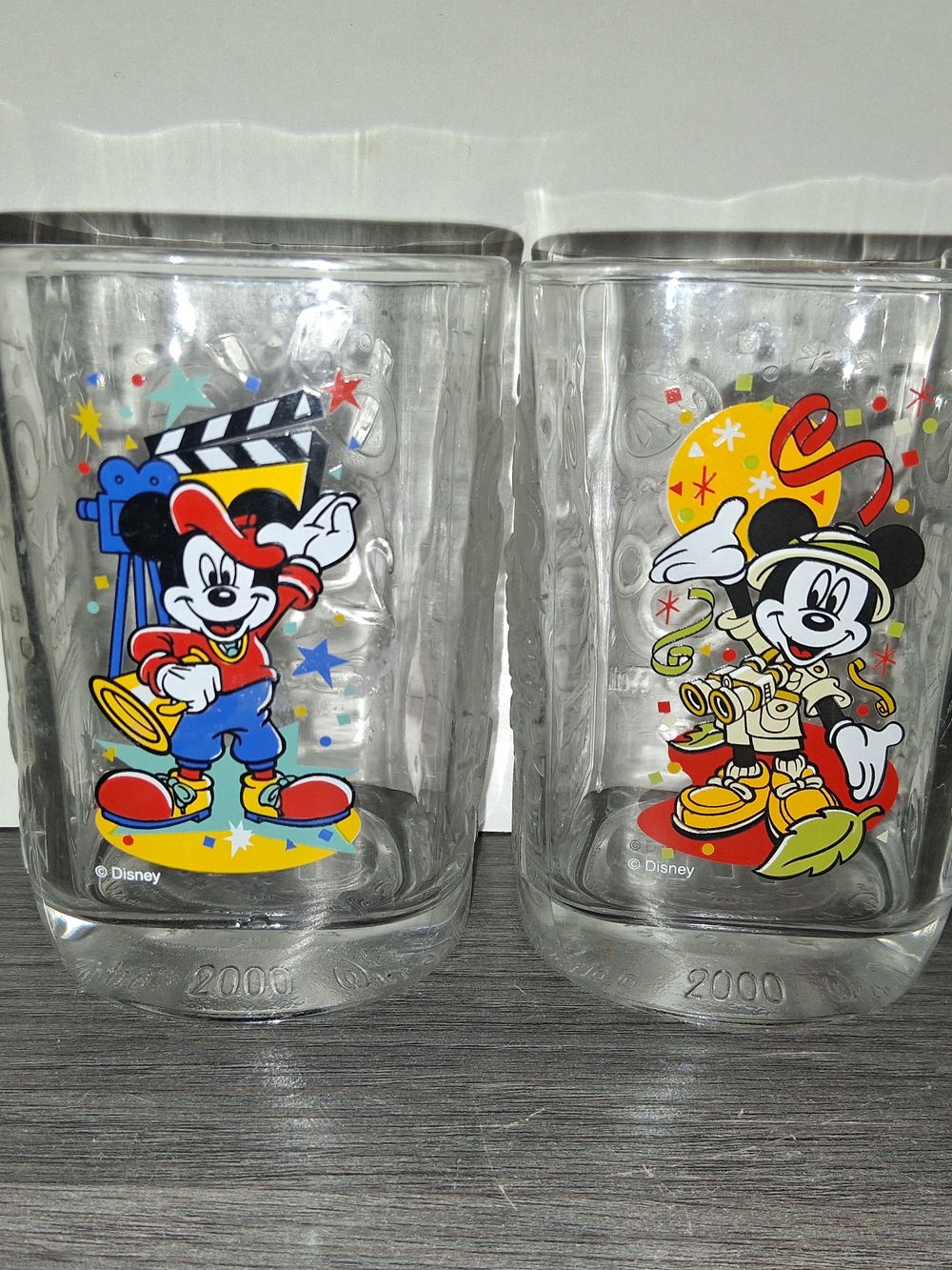 Walt Disney World Mickey Mouse McDonalds 2000 Glass Tumbler - Set of 2 (Clear)